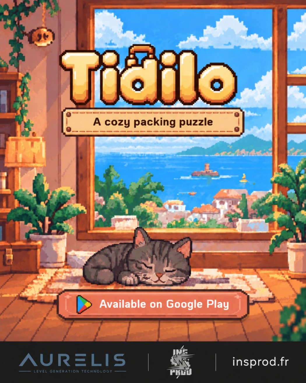 Le monde cozy de Tidilo avec un chat devant la fenêtre