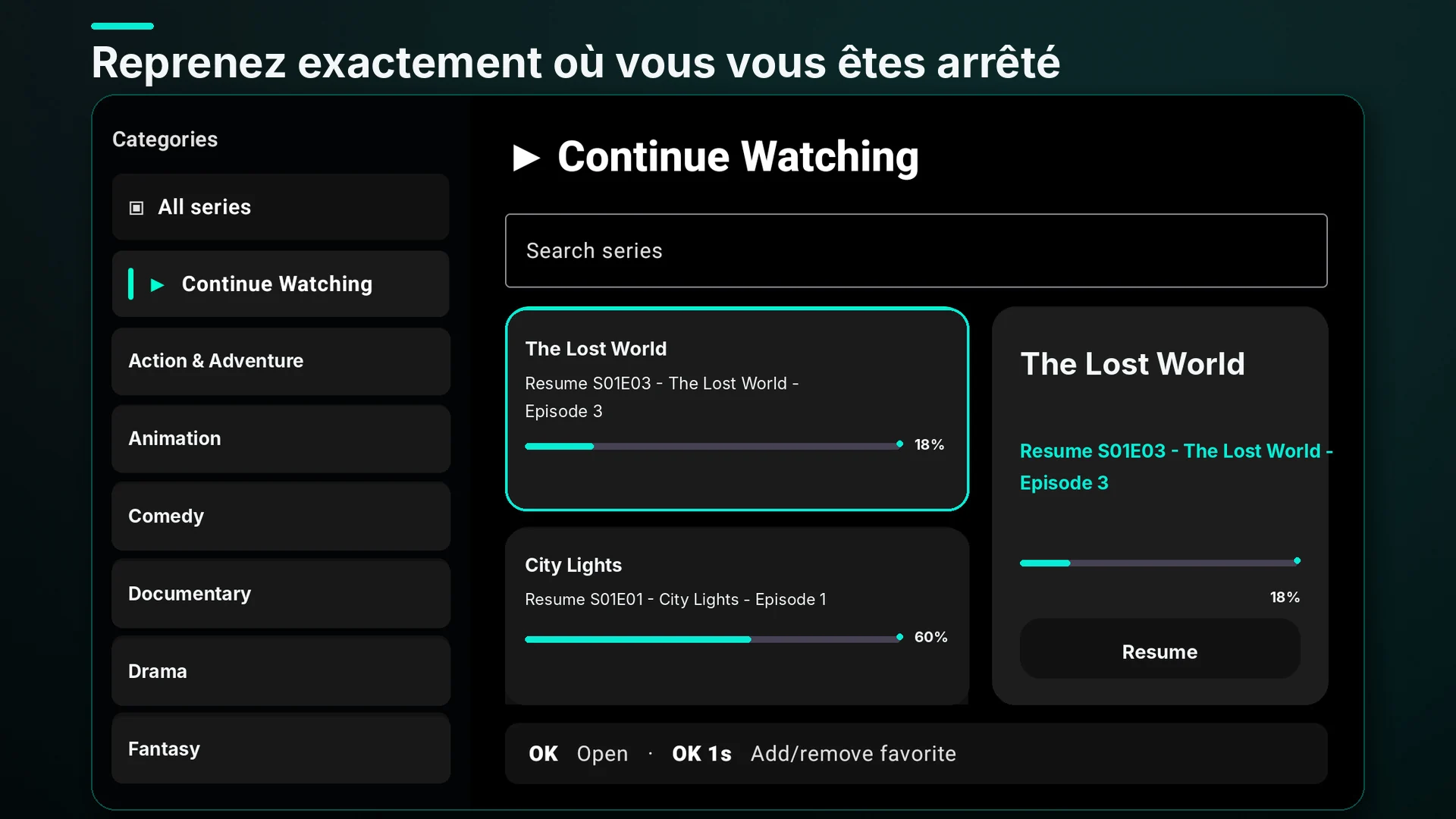 Reprise de lecture ClearIPTV